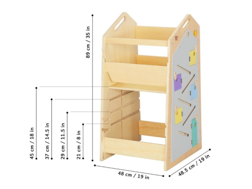 Rastući Montessori toranj za učenje 5u1 Play 89cm - plavi detalj